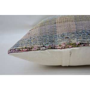 Almohada de retazos Kantha de lana Beige, 16x24 pulgadas, bordado, patrón de tejido Floral Vintage, para el hogar bohemio, sofá, estampado cuadrado a cuadros - Product Image 4