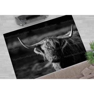 Tapis imprimé vache sauvage - Tapis décoratif animal lavable en machine, tapis doux non tissé - Product Image 4