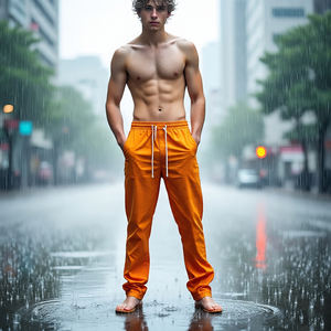 กางเกงกันลมปรับแต่งได้กางเกงกันน้ำเอวสูงผู้ชายกางเกงไนลอนกันฝนน้ำหนักเบา - Product Image 2