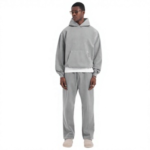 2026OEM Custom Logo Men's Casual Solid Oversized 100% Polyester Fleece Tracksuit Private Label Wholesale - Product Image 2