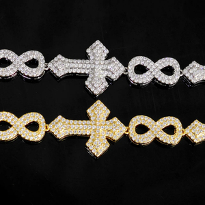 Cadena Hip Hop de Lujo con Diamantes de Imitación para Hombre, Símbolo de Infinito y Dijes de Cruz, Cadena Gruesa con Micro Pavé de Diamantes de Imitación - Product Image 4