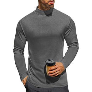 <b>Men</b> Long Sleeve Mock Neck Shirt Custom Logo Winter Layer <b>Top</b> OEM ODM Warm Soft Cotton <b>Turtleneck</b> Sweatshirt - Product Image 1