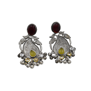 Bonne qualité en laiton matériel argent se ressemblent pierre blanche grande boucle d'oreille dernière conception bijoux fantaisie pour femmes et filles - Product Image 6