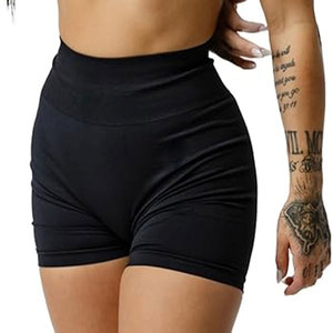 High Quality Compression Fitness <b>Yoga</b> High Waist Elastic Waist Anti-Bacterial Solid Knee Custom Spandex/Polyester Sports Bikers - Product Image 3