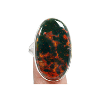 Bague Statement en Argent Sterling avec Agate et Cristal de Pierre Sanguine Naturelle Faite à la Main pour Hommes et Femmes – En Promotion, Prix de Gros