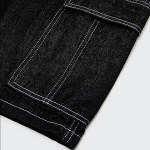 Dernier modèle de short en jean pour hommes avec broderie personnalisée en usine Short en jean de fitness ample personnalisé décontracté d'été respirant - Product Image 4