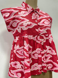 Débardeurs en coton imprimé floral écologiques pour femmes, légers, courts, boutonnés, décontractés, style japonais, col en V, pour le bureau - Product Image 5