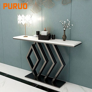 Tavolo Console <span class=keywords><strong>di</strong></span> Lusso in Marmo Nero con Texture Dorata, Design Moderno per <span class=keywords><strong>Casa</strong></span>, Hotel, Corridoio, Soggiorno, Ingresso - Product Image 5
