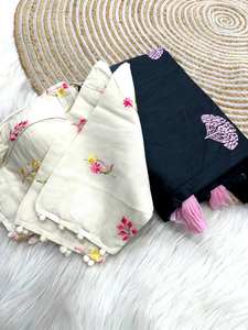 Sari de algodón puro de diseñador con trabajo de hilo Hermosa Función de boda de estilo pakistaní y atuendo de fiesta - Product Image 5