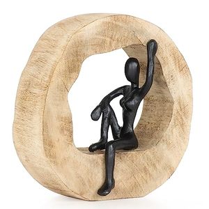 Escultura decorativa de mesa de aluminio negro personalizable estilo náutico pulido con soporte de madera característica ecológica - Product Image 1