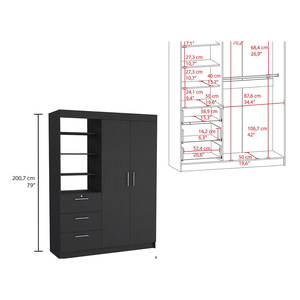 Ensemble de 2 organisateurs de vêtements noirs sur pied, gain de place, durables, en bois manufacturé, pour armoire – Kenya - Product Image 3
