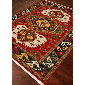 Savana Large Area Hand Knotted Wool Rug <b>Red</b> Orange Geometric Kilim for Entryway Hallway Home-Model Lca-2351 9x12 Rectangle - Product Image 2
