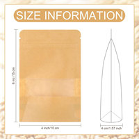 Sacs en papier kraft sur mesure avec fenêtre transparente, réutilisables pour le stockage alimentaire, thermoscellables, avec fermeture éclair et étiquette
