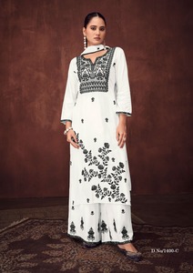 Nouveau concepteur à la mode tenue Hit Collection lourd rayonne visqueux Kurti Pant & Dupatta avec travail de broderie lourde offre de vente entière - Product Image 2