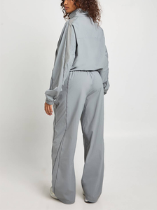 Nouvelle mode 2025, survêtement pour femmes, dernier modèle, léger, veste en nylon réfléchissante à fermeture éclair, tenue décontractée, survêtement taille haute - Product Image 4