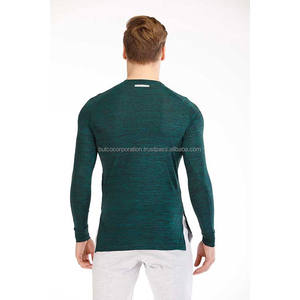 Haute qualité personnalisé Compression hommes Gym T-Shirt à manches longues vêtements de sport col rond solide tricoté 180 grammes en gros personnalisé - Product Image 2