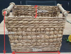 Paniers de rangement décoratifs en paille tissée de Style classique faits à la main boîtes de rangement multifonctionnelles en jacinthe d'eau rectangle bacs - Product Image 6