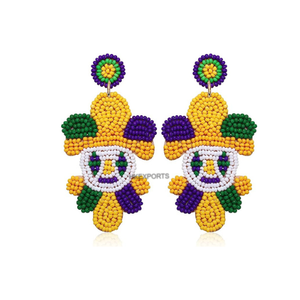 Pendientes de Joker con cuentas de Mardi Gras, bisutería colorida y juguetona para celebraciones y fiestas festivas - Product Image 3