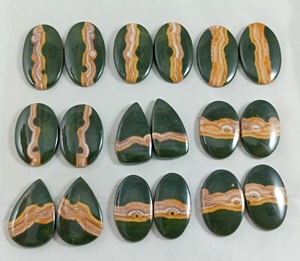 จี้คู่แจสเปอร์มหาสมุทรธรรมชาติคริสตัลสีเขียวสีเหลืองอัญมณีหลวมรูปทรงผสมสำหรับทำเครื่องประดับขายส่ง - Product Image 6