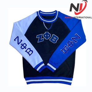 2025 nueva llegada calidad Premium azul blanco letra griega sudadera cómodo Casual fraternidad diseño para invierno - Product Image 4