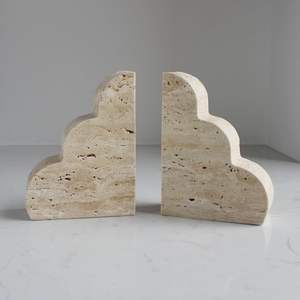 Classic Marble Column Bookends - Timeless Stone Book Holders for Elegant <b>Bookshelves</b> - Product Image 3
