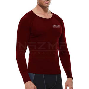 ชุดใส่เล่นกีฬากันผื่นแดงสำหรับผู้ชายชุดใส่เล่นกีฬาแขนยาวสีแดงมีโลโก้ออกแบบได้ตามต้องการดีไซน์ล่าสุด - Product Image 4