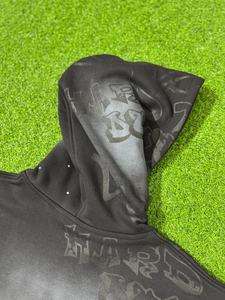 Sudadera con capucha lavada con ácido vintage parches bordados personalizados serigrafía gráfica con pedrería Sudadera con capucha de algodón de gran tamaño ropa de calle - Product Image 6