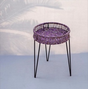 Precio bajo colorido elegante multifunción Almacenamiento de ratán hecho a mano algodón cuerda cesta mesa con patas de hierro cesta mesa de almacenamiento - Product Image 2