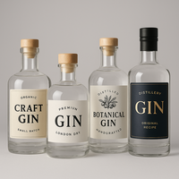 Bouteilles en verre personnalisées pour gin, rhum et spiritueux Emballage de distillerie sur mesure Conception OEM, options gaufrées, imprimées et givrées ISO9001