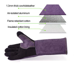 Gants de travail en cuir de vachette pleine fleur résistant au feu, service OEM, pour soudeurs, résistants à la chaleur, sécurité des mains - Product Image 4