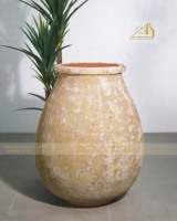 Pot de jardin en céramique galvanisée jaune Art-home Ceramics OC002H65OR, moderne, écologique, pour usage extérieur/intérieur, décoration intérieure, mini