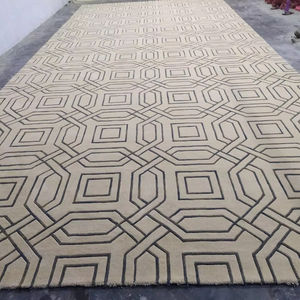 Tapis en coton géométrique moderne contemporain motif imbriqué abstrait tapis mur à mur - Product Image 1