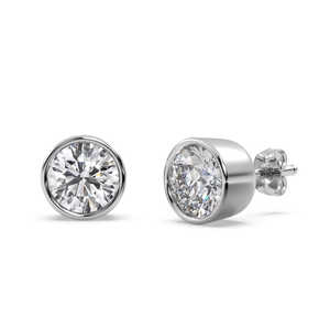 Boucles d'oreilles en or blanc 18 carats avec diamants sertis en bélière 0,75 carat H-I SI2-SI3 - Product Image 2