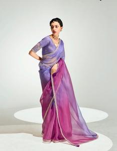 Saree en tissu tendance doux et léger de qualité supérieure avec dentelle et chemisier de travail à broderie lourde parfait pour toutes les occasions - Product Image 2