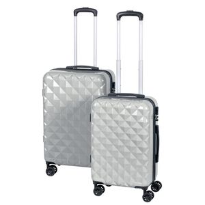 Set di 2 Valigie Leggere in Argento con Diamanti, Trolley a 4 Ruote - Product Image 1
