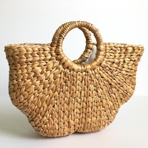 Customization Accept <b>Handbag</b> Bags for Women Girls <b>Handbags</b> Female Water Hyacinth Bag with Removable Fabric Liner - Product Image 1