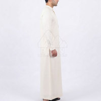 Thobe arabe en coton confortable pour homme, Kurta longue traditionnelle, design fluide et doux, manches longues, longueur cheville, col rond, léger