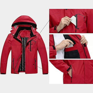Imperméable imperméable pour adultes avec bandes réfléchissantes Long manteau de pluie avec capuche doublure en maille Double poches Durable extérieur - Product Image 5