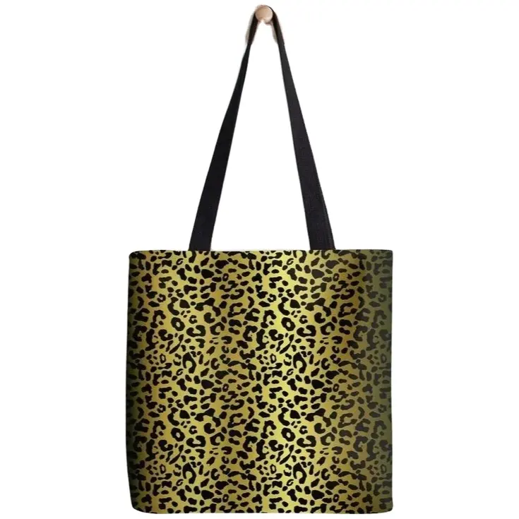 Carrinho de mão em tela com tema de leopardo, acessório leve estilo rua em negrito, bolsa de ombro elegante com desenho de leopardo, ideal para uso diário