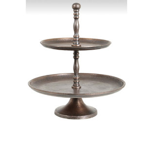 Cast Aluminum Antique Copper Two <b>Tiered</b> <b>Cake</b> <b>Stand</b> - Product Image 1