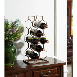 Estante de vino de metal industrial Diseño extensible con base de madera Soporte de botella de vino de encimera moderno para Barra de cocina - Product Image 4