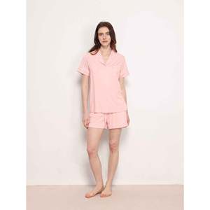 Conjunto de Pijama de Manga Corta para Mujer NakedSoft, Estilo Clásico, Bata de Bambú Tejida, Diseño de Cerezas, Color Rosa Suave, para Ropa de Dormir de Verano, ODM - Product Image 1