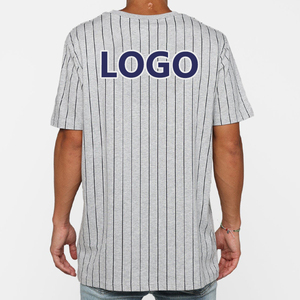 Logotipo personalizado OEM para hombre 250 Gsm rayas béisbol Jersey camiseta algodón de gran tamaño Camisetas cuello redondo de alta calidad - Product Image 3