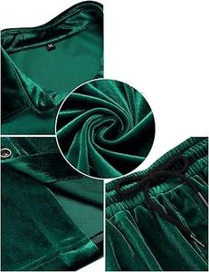 Respirant OEM personnalisé hommes velours couleur unie polo et short ensemble deux pièces correspondant tenue à manches courtes survêtements décontractés - Product Image 5