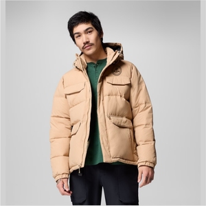 Men's High Quality <b>Denim</b> Puffer <b>Jacket</b> Vintage Style Hooded Collar Front Embroidered Logo Solid Pattern Winter Closure Zipper - Product Image 4