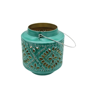 Iluminación decorativa linterna de hierro verde Pc soporte de vela linterna para decoraciones navideñas hecho a mano al por mayor a granel - Product Image 1