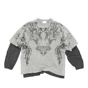 Cómodo diseño 100% algodón de gran tamaño de doble capa camiseta Boxy Fit Camiseta de manga larga Camisa de algodón OEM - Product Image 6