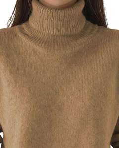 Customized <b>Women</b> Camel Turtleneck Sweater Wool Acrylic Knit Pullover Long Sleeve Winter <b>Warm</b> Custom Manufacturer OEM Wholesale - Product Image 4