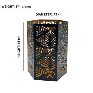 Portavelas hexagonal de metal negro MEDIEVAL EDGE de 6 pulgadas para Diwali decoración del hogar y al aire libre - Product Image 2