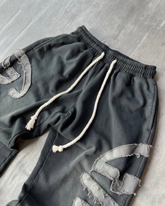 Sudaderas de algodón 100% de peso pesado personalizadas, pantalones de pierna ancha apilados sueltos para correr de alta calidad, pantalones de chándal de hombre acampanados con cordón Vintage - Product Image 2